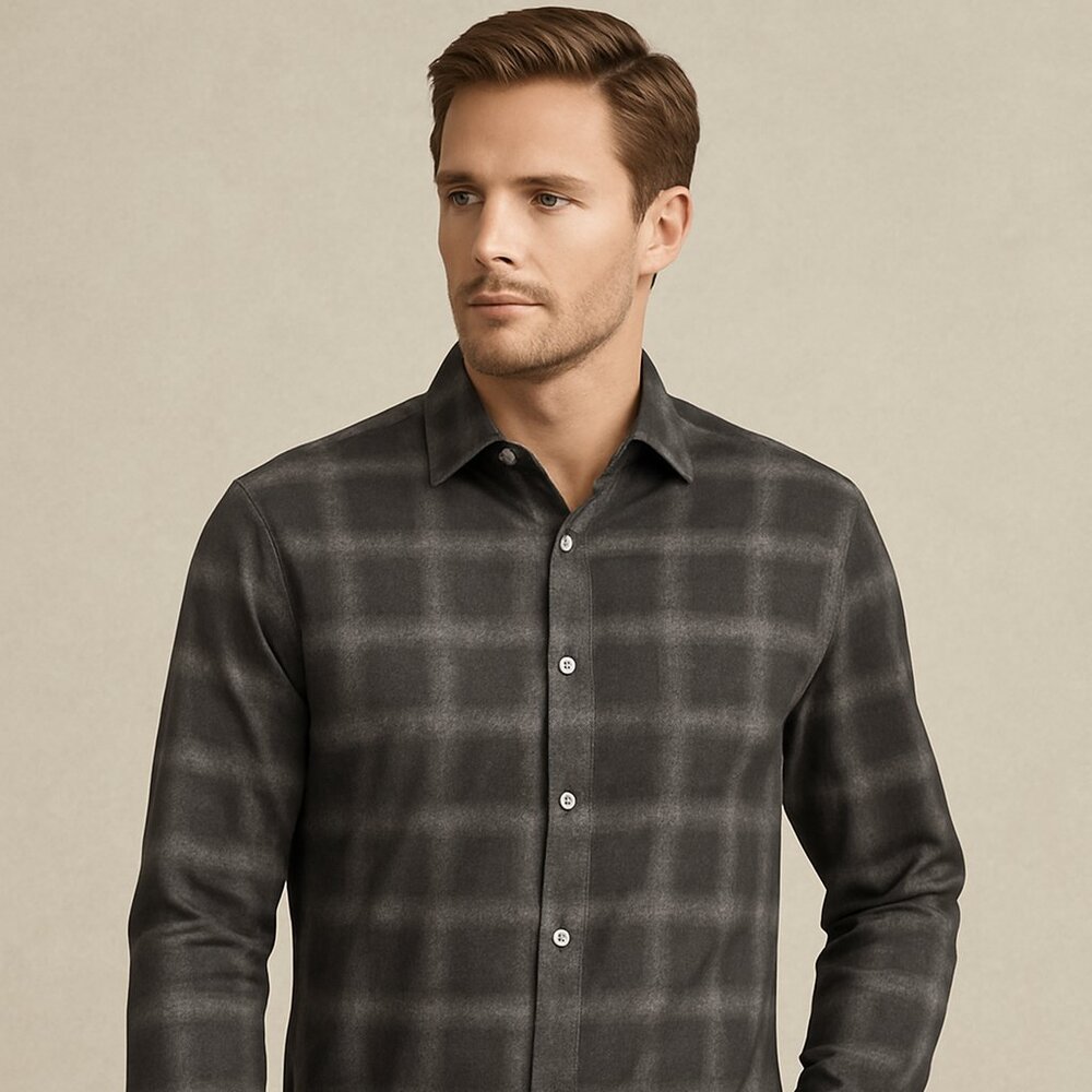 Bugatchi Shaped Fit Long Sleeve Button-Up Shirt – Comfort Stretch – Size XL